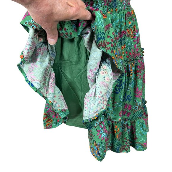 Baltic Born NWT Rio Green Multi Floral Rayon Boho Fairy Short Dress Size S - Picture 9 of 13